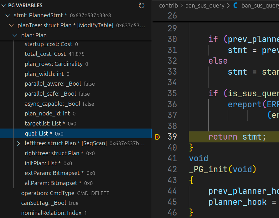 qual is still empty in ModifyTable node