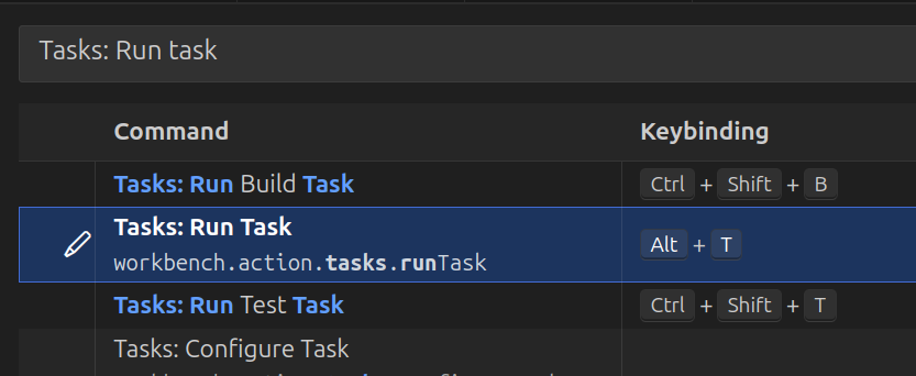 Shortcut to execute Tasks: Run Task